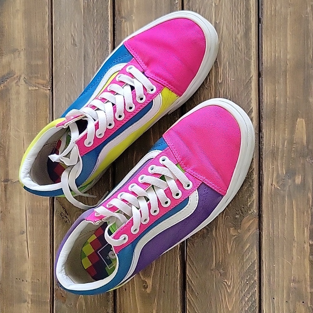Vans Old Skool Bright Multicolored Skate Sneakers Size Women's 9.5/ Men's Size 8